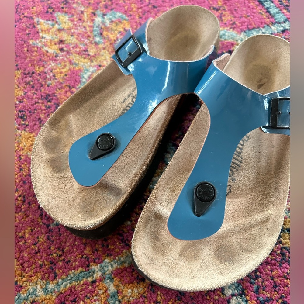Birkenstock Papillio | Women's gentle blue Papillio Gizeh Platform Sandal, sz 8W - Picture 3 of 12